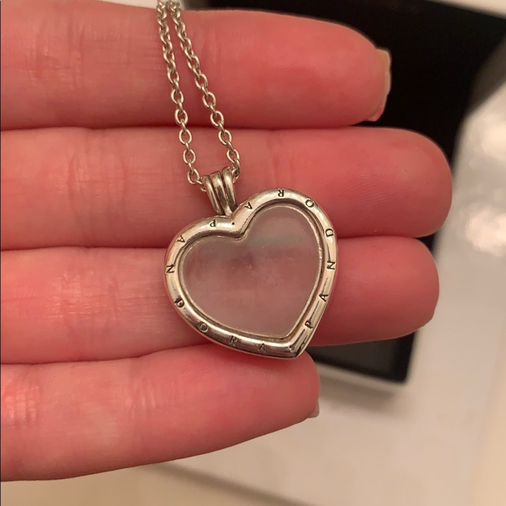 Pandora Sparkling Floating Heart Necklace - Picture 2 of 2